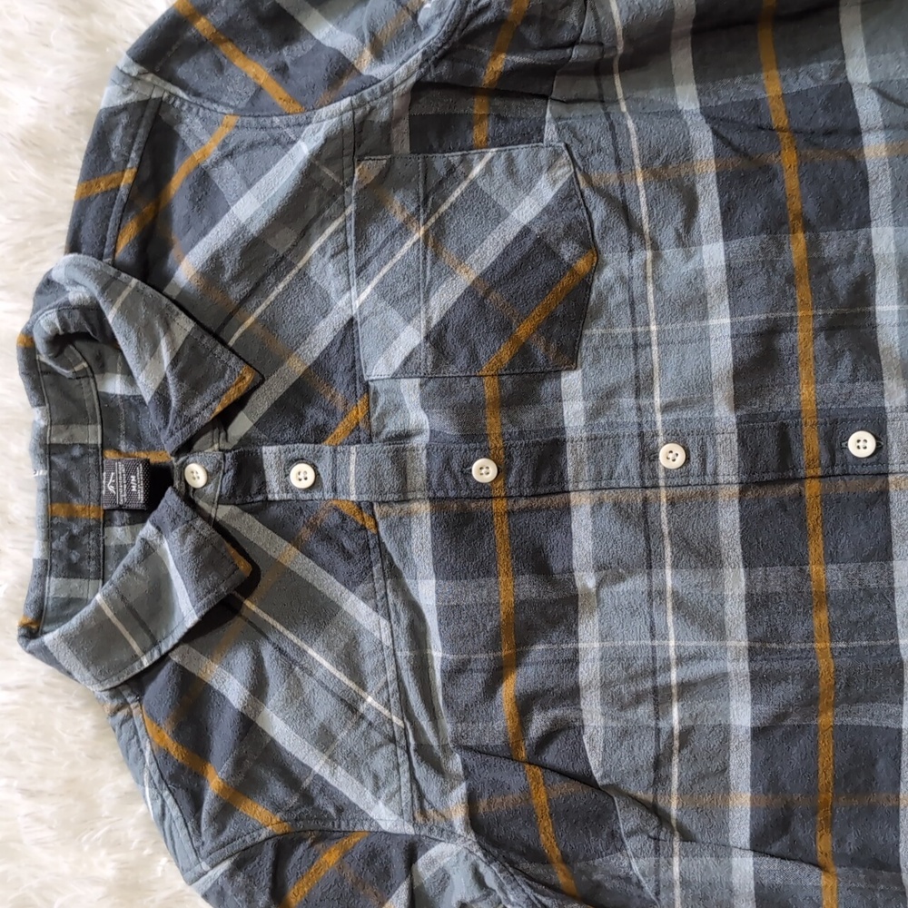 Helly Hansen 100% Organic Cotton Grey Plaid Flannel Fall Button Up Shirt Medium - Picture 2 of 7